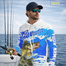Load image into Gallery viewer, Blue Camo Walleye Fishing Shirt Long Sleeve Hooded, Walleye Fishing Jerseys NBT407
