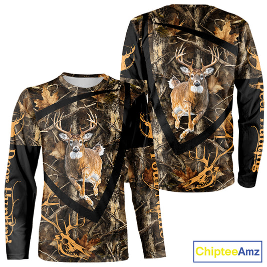 Personalized Whitetail Deer Hunting Brown Camouflage 3D All Over Printed Shirt NBT277