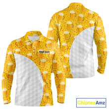 Load image into Gallery viewer, Mens Golf Polo Shirts Custom Beer Pattern, Funny Beer Pattern Golf Team Shirt NBT598