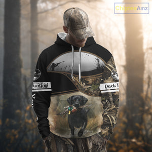 Duck Hunting Black Labrador Retriever Camouflage 3D Printed Shirts, Duck Hunting Camo Shirt NBT218