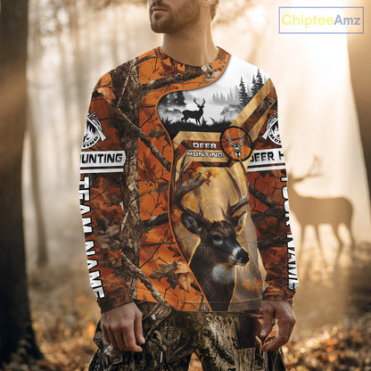 Fall Camo Whitetail Deer Hunting Shirt with Custom Name – Personalized Hunting Clothes for Men NBT26