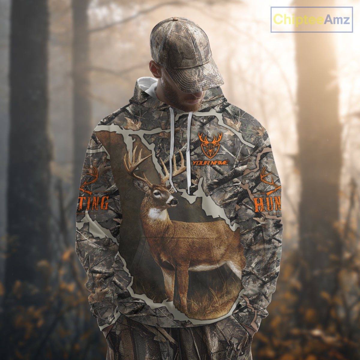 Custom Whitetail Deer Hunting Custom Name Camo Shirt, Deer Hunting Apparel, Camouflage Deer Shirts NBT118