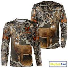 Load image into Gallery viewer, Custom Whitetail Deer Hunting Custom Name Camo Shirt, Deer Hunting Apparel, Camouflage Deer Shirts NBT118