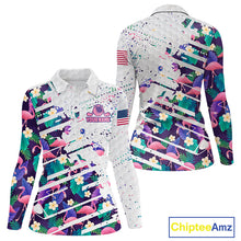 Load image into Gallery viewer, Flamingo Womens Golf Polo Shirts, Colorful Tropical Flamingo Pattern, Tropical Golf Shirt NBT477