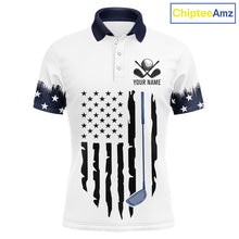 Load image into Gallery viewer, USA Flag Pattern Mens Golf Polo Shirt, Patriotic American Golf Shirt, 4Th Of July Golf Outfit NBT613