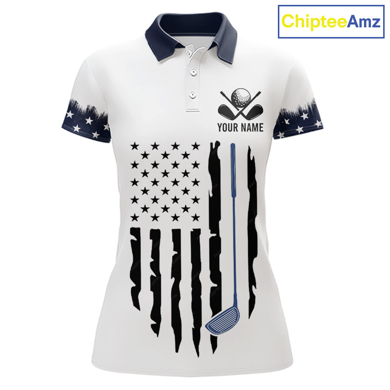 USA Flag Pattern Womens Golf Polo Shirt, Patriotic American Golf Shirt, 4Th Of July Golf Outfit NBT613