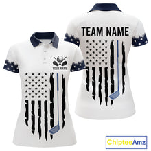 Load image into Gallery viewer, USA Flag Pattern Womens Golf Polo Shirt, Patriotic American Golf Shirt, 4Th Of July Golf Outfit NBT613