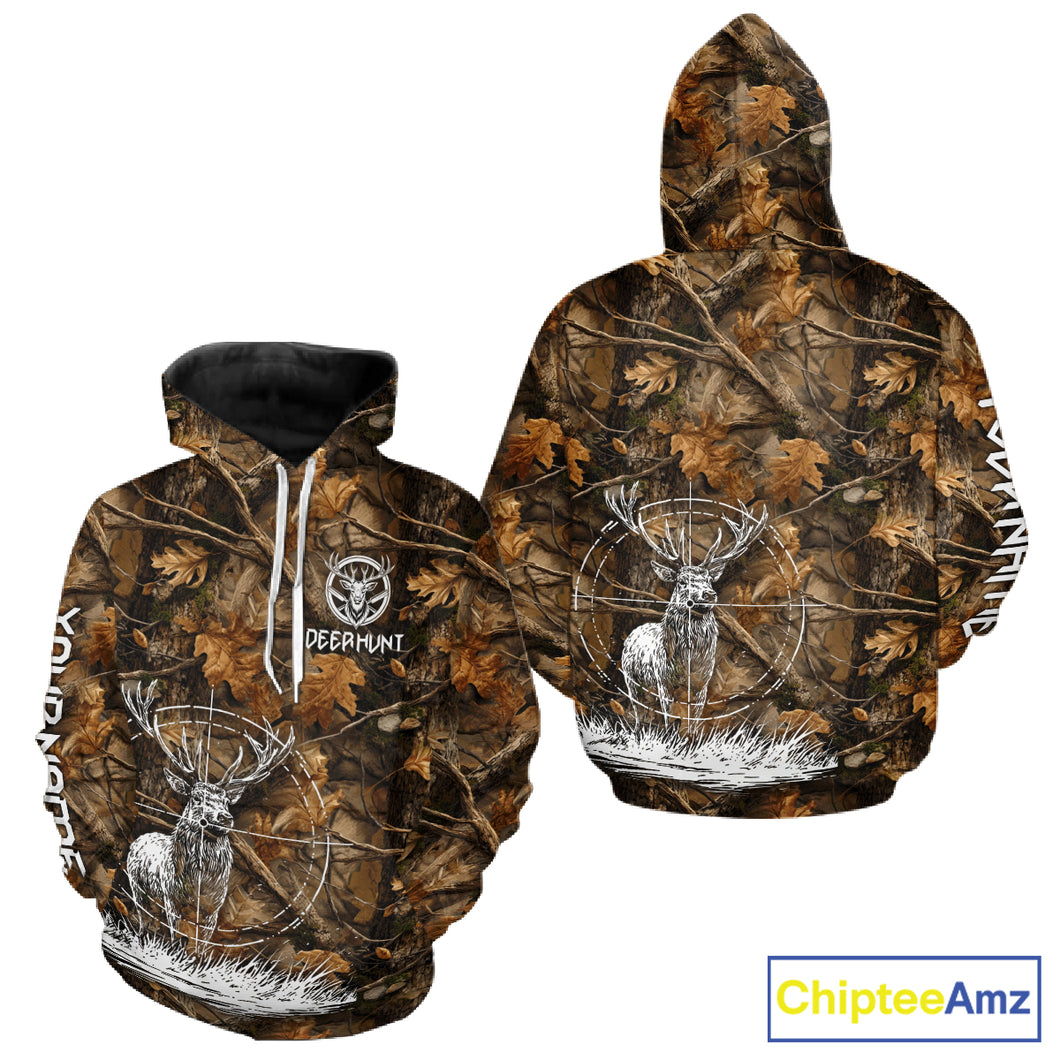 Deer Hunting Full Forest Camo 3D Printing Custom Name Shirts, Deer Hunting Clothes NBT126