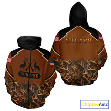 Load image into Gallery viewer, Brown Camo Deer Hunting Shirts with American Flag for Men, Hunting Gift Ideas for Hunters NBT223