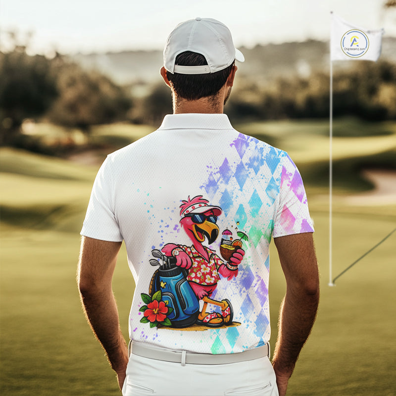 Personalized Mens Argyle Golf Polo Shirts, Custom Name Funny Golf Team Shirts, Golf Lover Gift NBT480