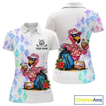 Personalized Womens Argyle Golf Polo Shirt, Custom Name Funny Golf Team Shirts, Golf Lover Gift NBT480