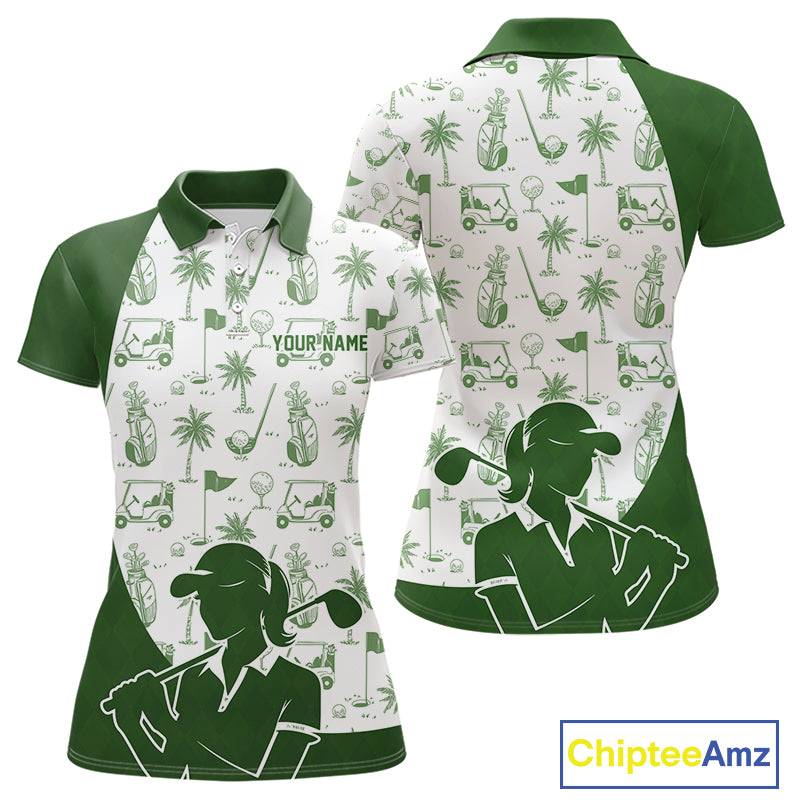 Green Womens Golf Polo Shirts, Funny Golf Icons Athetic Shirt, Golf Gifts For Men NBT481