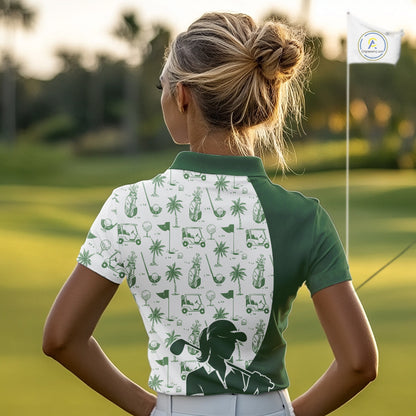 Green Womens Golf Polo Shirts, Funny Golf Icons Athetic Shirt, Golf Gifts For Men NBT481
