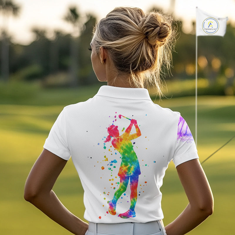 Custom Rainbow Color Golf Lover Women's Polo Shirt, It's in my DNA Shirt, Golf Gifts NBT483