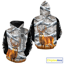 Load image into Gallery viewer, Winter Whitetail Deer Camo Hunting Hoodie 3D All Over Printed Long Sleeves Hunting Shirt For Men NBT335