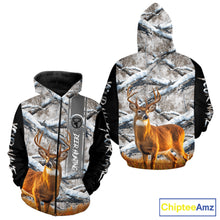 Load image into Gallery viewer, Winter Whitetail Deer Camo Hunting Hoodie 3D All Over Printed Long Sleeves Hunting Shirt For Men NBT335