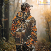 Load image into Gallery viewer, Whitetail Deer Hunting Custom Name Orange Camo Shirt, Deer Hunting Apparel, Camouflage Deer Shirts NBT339