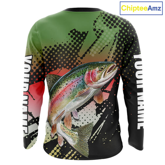 Rainbow Trout Fishing Shirts Long Sleeve Custom Name, Fishing Team Shirts NBT426