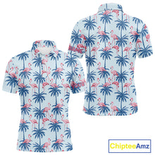 Load image into Gallery viewer, Flamingo Tropical Palm Tree Mens Polo Shirt, Custom Matching Polo Team, Golf Gifts For Men NBT494