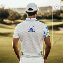 Load image into Gallery viewer, Funny Alligator Palm Tree Mens Golf Polo Shirt Custom Name Golf Top Funny Golf Gifts NBT496