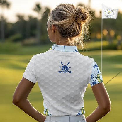 Funny Alligator Palm Tree Womens Golf Polo Shirt Custom Name Golf Top Funny Golf Gifts NBT496