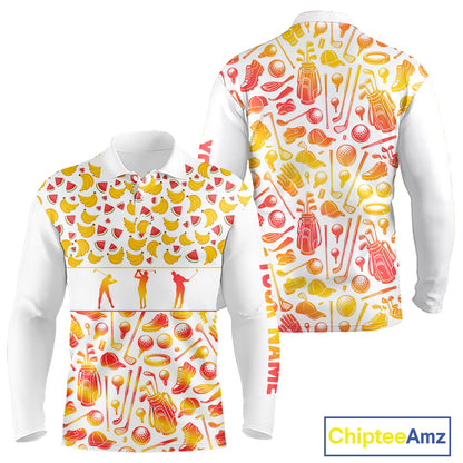Funny Watermelon Banana Womens Golf Polo Shirts Custom Name Neon Print, Golf Shirt For Women NBT501