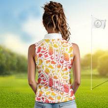 Load image into Gallery viewer, Funny Watermelon Banana Womens Sleeveless Golf Polo Shirts Custom Name Neon Print, Golf Shirt For Women NBT501
