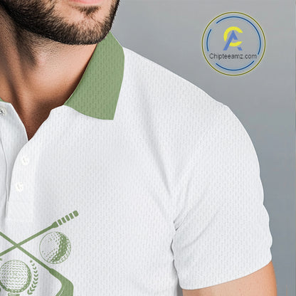 Green And White Camo Mens Golf Polo Shirts Customized Camouflage Golf Shirts For Men, Golfer Gifts NBT510