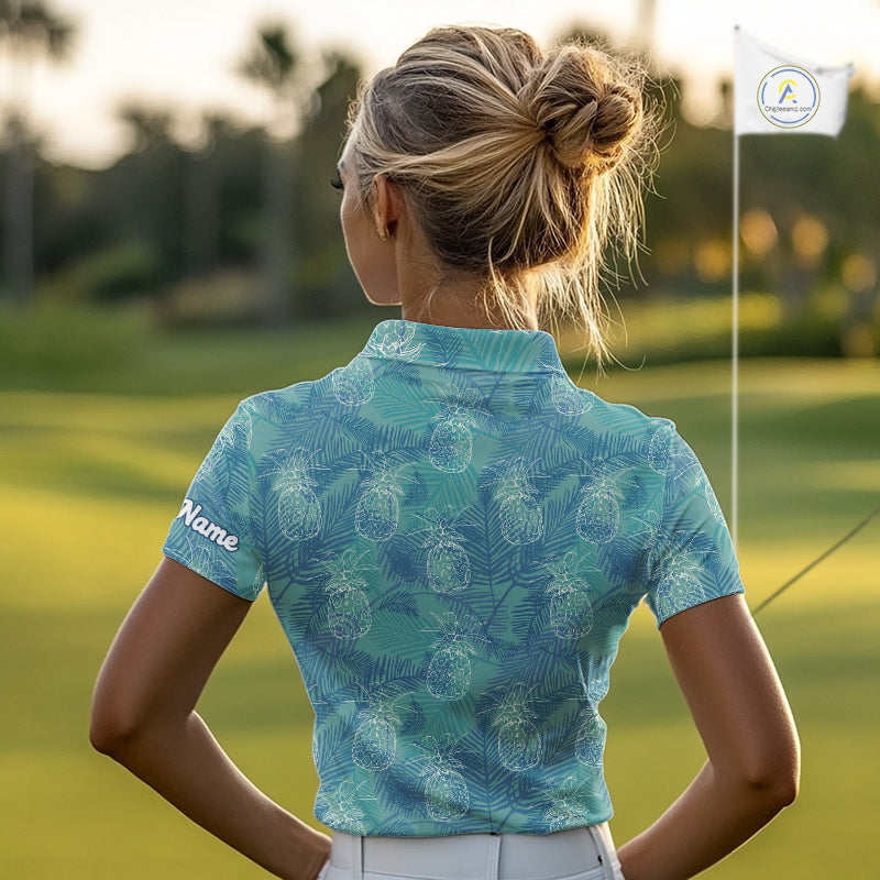 Funny Pineapple Tropical Palm Tree Womens Golf Polo Shirts Custom Golf Shirts For Women NBT511