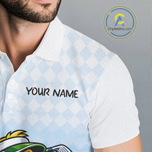 Load image into Gallery viewer, Funny Duck Golf Polo Shirt For Men, Cute Duck With Beer Print Shirt, Sporty Animal Golf Gift|Blue NBT622