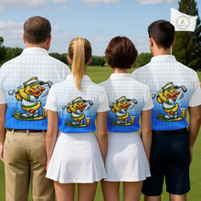 Load image into Gallery viewer, Funny Duck Golf Polo Shirt For Men, Cute Duck With Beer Print Shirt, Sporty Animal Golf Gift|Blue NBT622