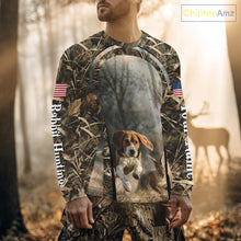 Load image into Gallery viewer, Custom Beagle Dog Rabbit Hunting US Flag Camo Shirts, Rabbit Hunting Gifts for Men NBT234