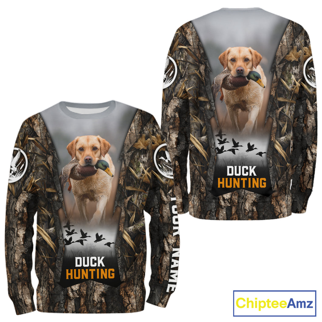 Mallard Duck Hunting Waterfowl Camo Custom Name Shirts for Men, Duck Hunting Clothing NBT288