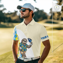 Load image into Gallery viewer, Men golfer wearing funny rooster American flag custom golf shirt on the golf course