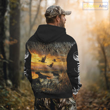 Load image into Gallery viewer, Duck Hunting Mallard Duck with Black Labrador Retriever Dog Custom Name Shirts, Hunting Gifts NBT146