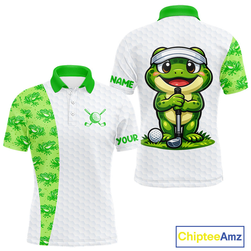 Funny Frog Green Mens Golf Polo Shirt Custom Men Golf Top, Personalized Golf Gifts NBT517
