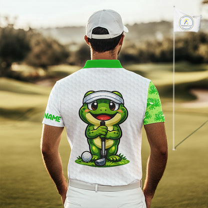 Funny Frog Green Mens Golf Polo Shirt Custom Men Golf Top, Personalized Golf Gifts NBT517