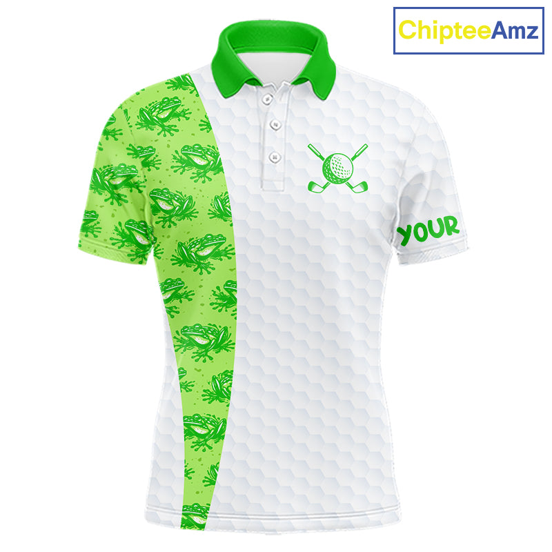 Funny Frog Green Mens Golf Polo Shirt Custom Men Golf Top, Personalized Golf Gifts NBT517