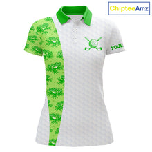 Load image into Gallery viewer, Funny Frog Green Womens Golf Polo Shirt Custom Women Golf Top, Personalized Golf Gifts NBT517