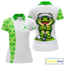 Load image into Gallery viewer, Funny Frog Green Womens Golf Polo Shirt Custom Women Golf Top, Personalized Golf Gifts NBT517