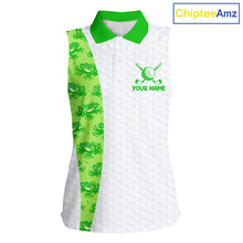 Load image into Gallery viewer, Funny Frog Green Womens Sleeveless Golf Polo Shirt Custom Women Golf Top, Personalized Golf Gifts NBT517