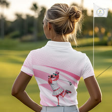 Load image into Gallery viewer, Funny Pink Flamingo Golf Polo Shirt For Women Custom Flamingo Golfer Pattern Golf Shirts, Golf Attire NBT518