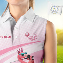 Load image into Gallery viewer, Funny Pink Flamingo Sleeveless Golf Polo Shirt For Women Custom Flamingo Golfer Pattern Golf Shirts, Golf Attire NBT518