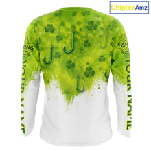 Load image into Gallery viewer, Personalized St Patrick's Day Shirts Fish Hook Long Sleeve Fishing Shirts, Mens Fishing Outfit NBT386