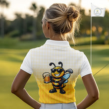 Load image into Gallery viewer, Funny Bee Golf Polo Shirt For Women, Cute Bee With Beer Print Shirt, Sporty Animal Golf Gift|Yellow NBT663