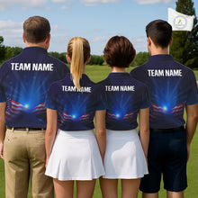 Load image into Gallery viewer, Four people wearing matching team shirts with 'TEAM NAME' on a golf course.