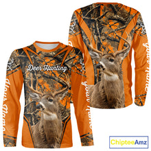 Load image into Gallery viewer, Whitetail Deer Hunting 3D Full Orange Camo Shirt Custom Name Best Gift for Hunters NBT249