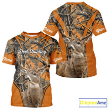 Load image into Gallery viewer, Whitetail Deer Hunting 3D Full Orange Camo Shirt Custom Name Best Gift for Hunters NBT249