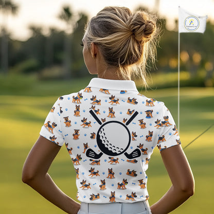 Womens Golf Polo Shirt Custom Funny German Shepherd Dog Team Womens Golf Top, Dog Lover Gift NBT541
