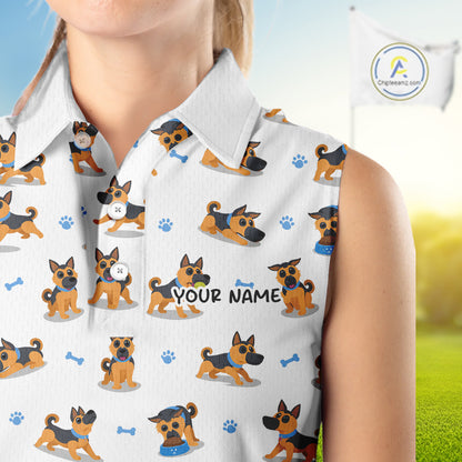 Womens Golf Polo Shirt Custom Funny German Shepherd Dog Team Womens Golf Top, Dog Lover Gift NBT541